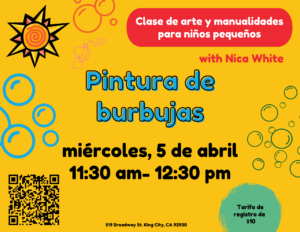 Bubble painting flyer with Spanish translation